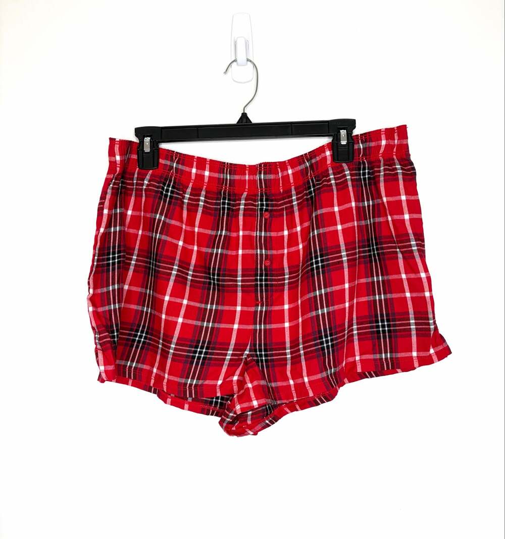 Victoria's Secret PINK Flannel Boxy Pajama Shorts Sz XL Loungewear Holiday NWT